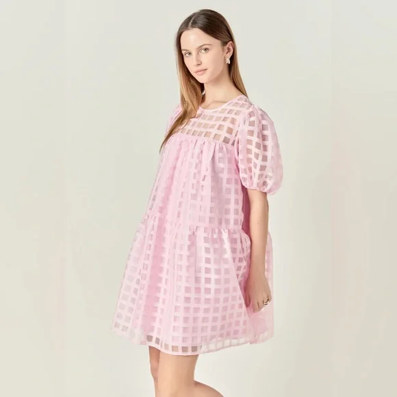 NWT- English Factory - Babydoll Dress with Puff Sleeves - size M - Picture 2 of 4